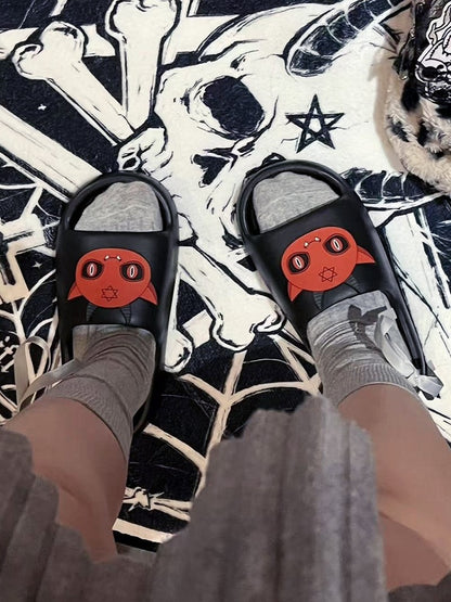 Devil Applique Gothic Red With Black Slippers Summer