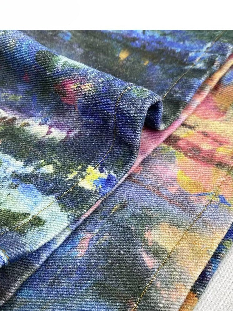 Schnitt Bunt Glamourös Y2K Jeans Weites Bein