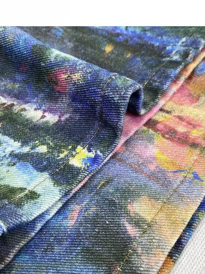 Schnitt Bunt Glamourös Y2K Jeans Weites Bein