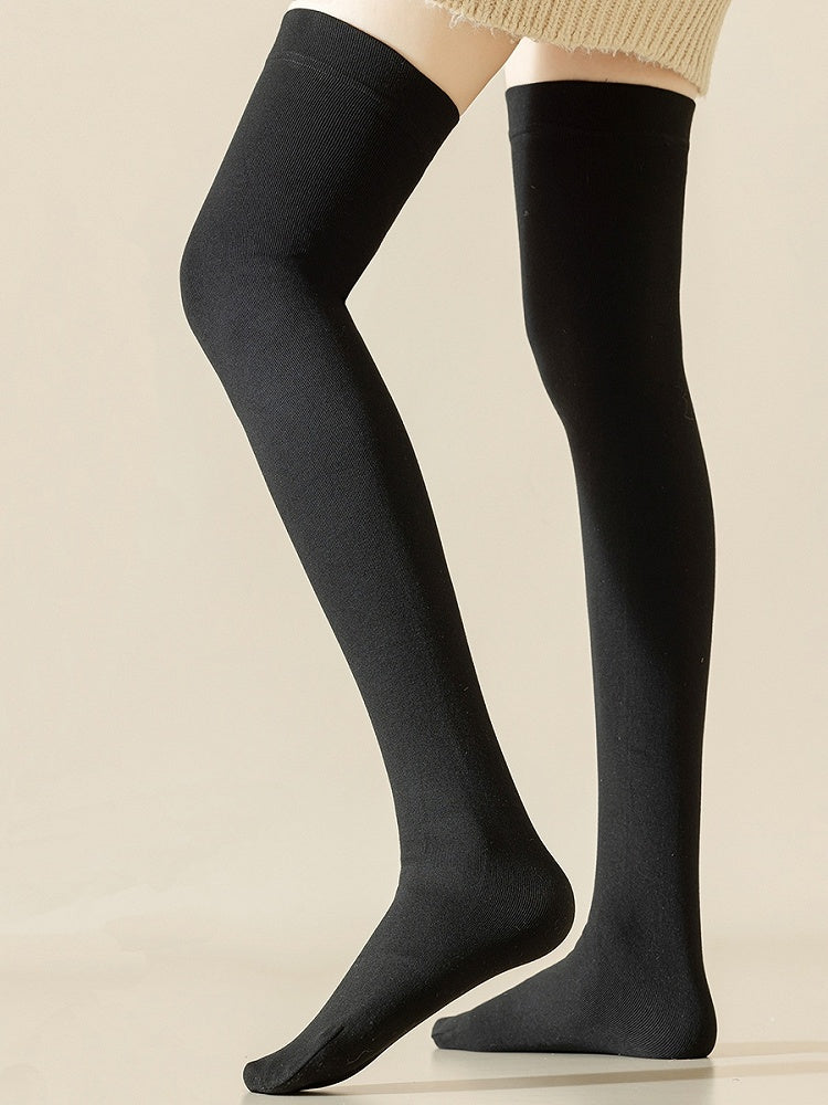 ブラック/ダークグレーのオーバーニーストッキング