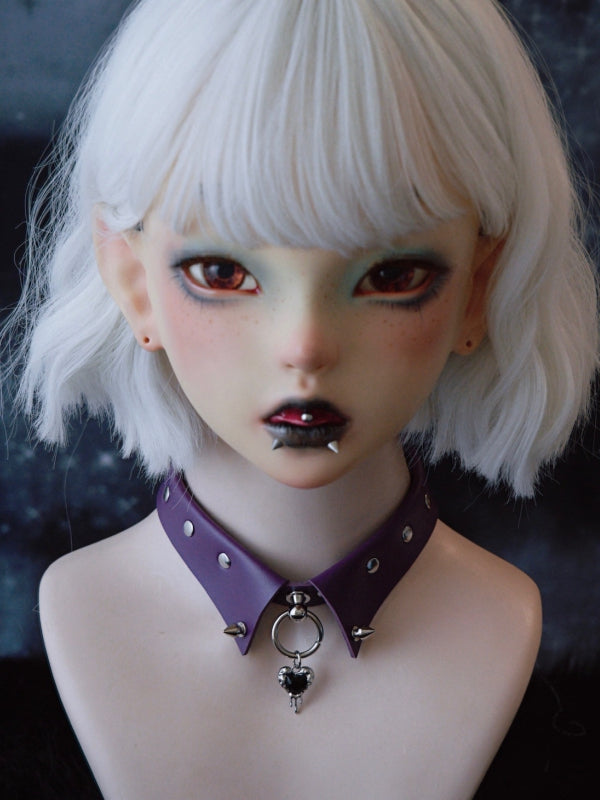 Studs Pendant Purple Heart Choker Gothic Decorated Rhinestone Details