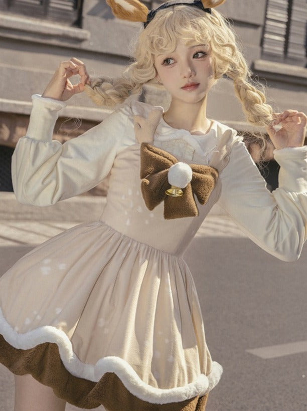 レッグサスペンダー+スカートケープブラウンファーウォーマーファー