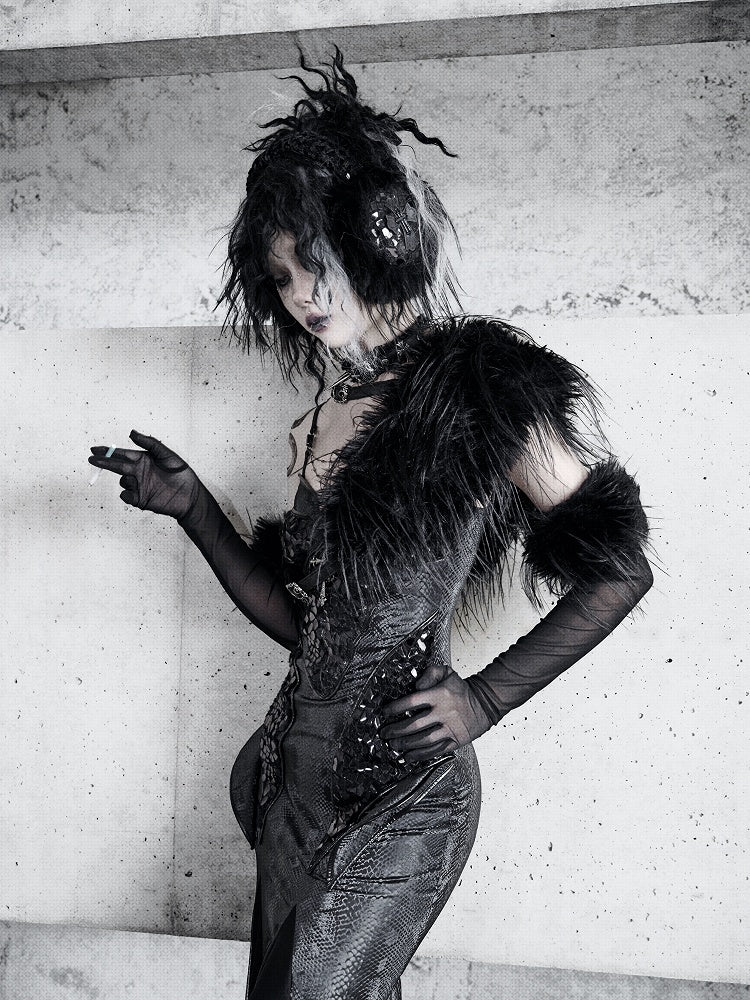 黒いふわふわのイヤーマフ