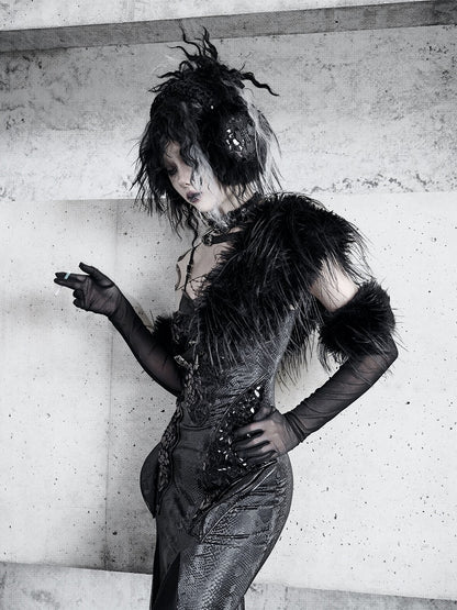 黒いふわふわのイヤーマフ