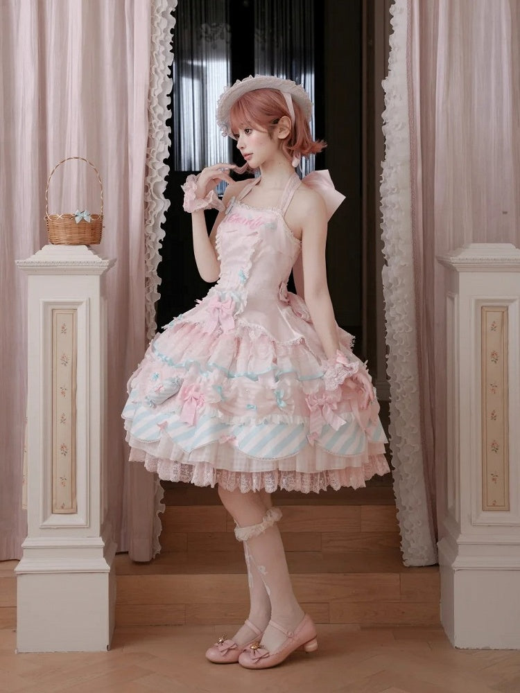 Pink & Blue Sweet Candy-themed Lolita JSK Dress - Meng Fu Zi