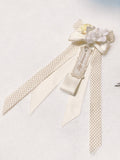 Floral Beige Design Brosche Bowknot