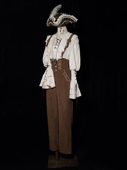 Straps Ouji with Corset Pants High Waist Belt Coffee Lolita