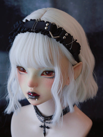 KC With Ruffle Details Heart Decorated Black Trim Design Buckle Pins