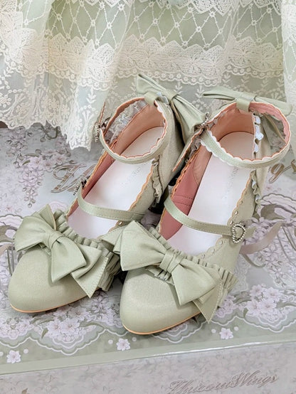 Details High-heel Green Light Janes Bow Mary - Satin