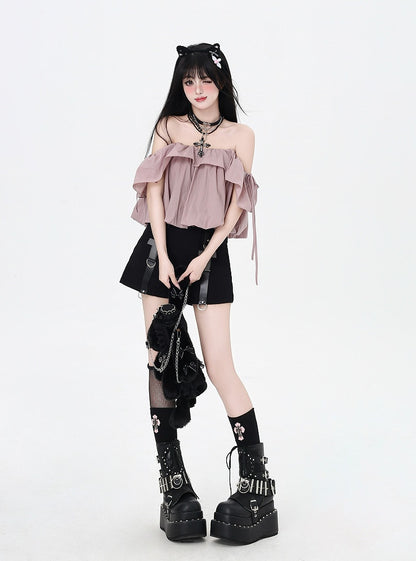 Three Pink Ways Top/Bubble Dusty Skirt Wear