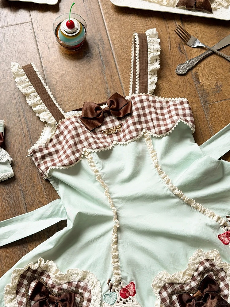 Shape Green Lolita Heart Mint JSK Applique Cake Hem and Embroidery Pompompurin