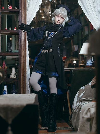 Waist Lolita Shorts Prince and Blue Dark Black Ouji High