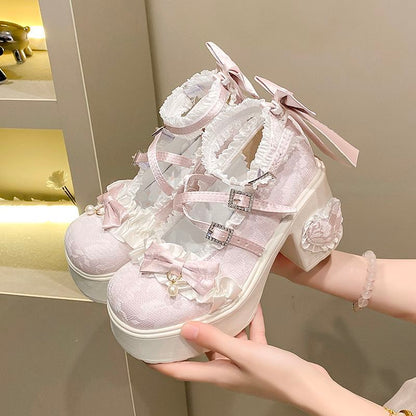 Lolita Lace Mary Jane Block Heel Shoes – Soft Sole Sweet Pumps