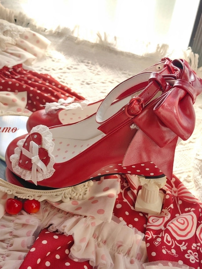 Mary - PU Heart Lolita Shoes Sweet Removable Jane Design Wedge
