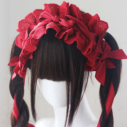 コットンレーストリムの蝶結びディテールハイバンド