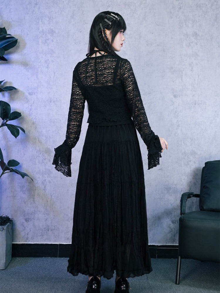 Crinkled Chiffon Maxi Skirt - Quirky Hut