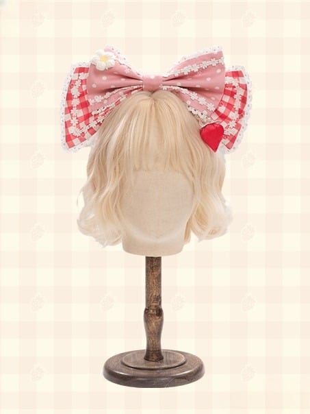 Red/Pink/Black Lolita KC with Strawberry Polka-dot Bow and Accents
