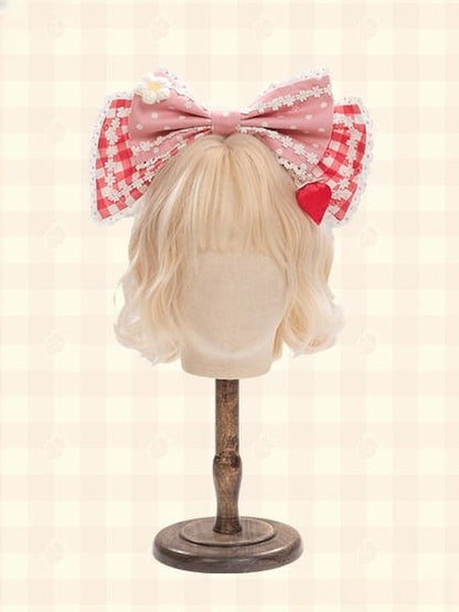 Red/Pink/Black Lolita KC with Strawberry Polka-dot Bow and Accents