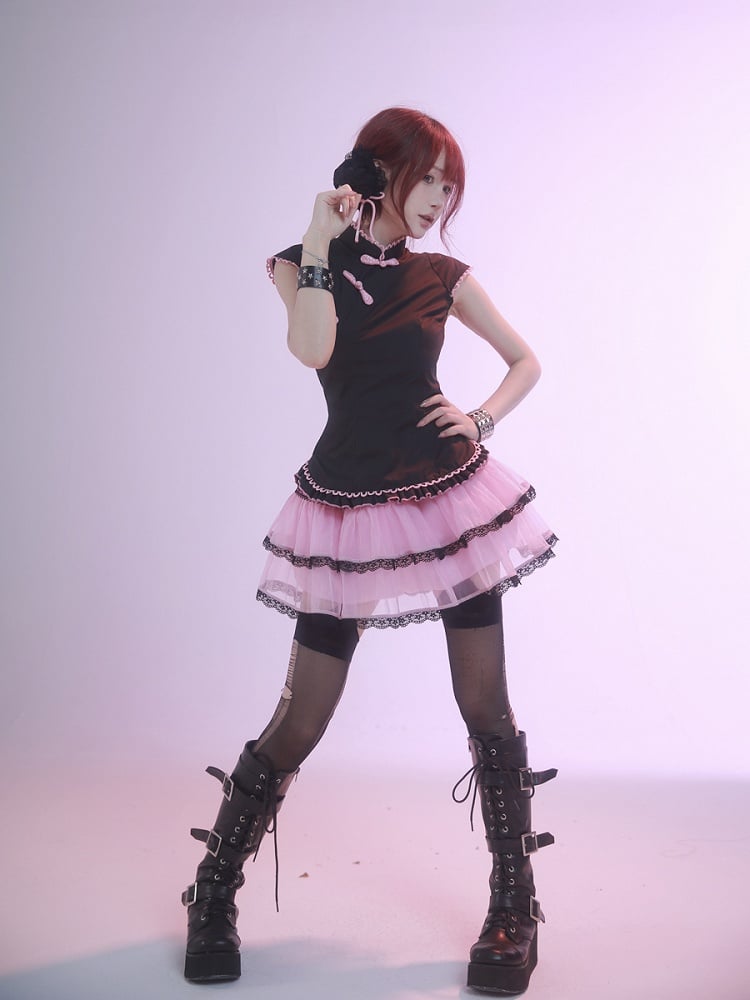 Pink Leopard Waist Tiered Tulle Skirt