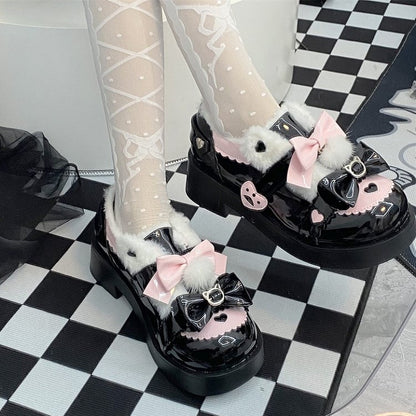 and Shoes Platform Pink Sweet Black Mid-heel Lolita