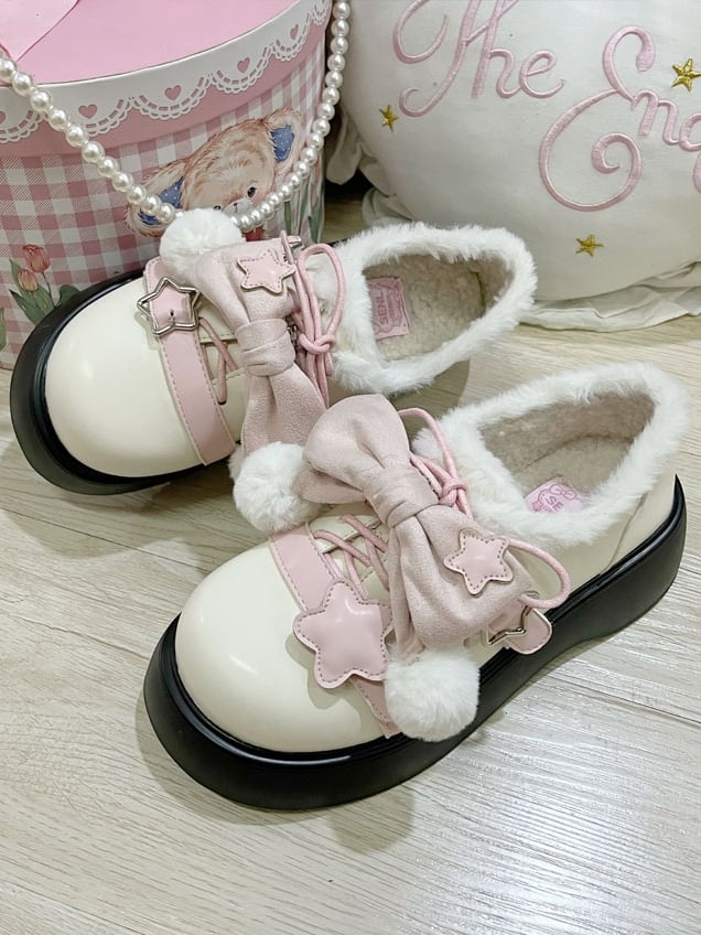 Accents Winter Star Fleece-Lined Sweet Beige Pink - Plateauschuhe