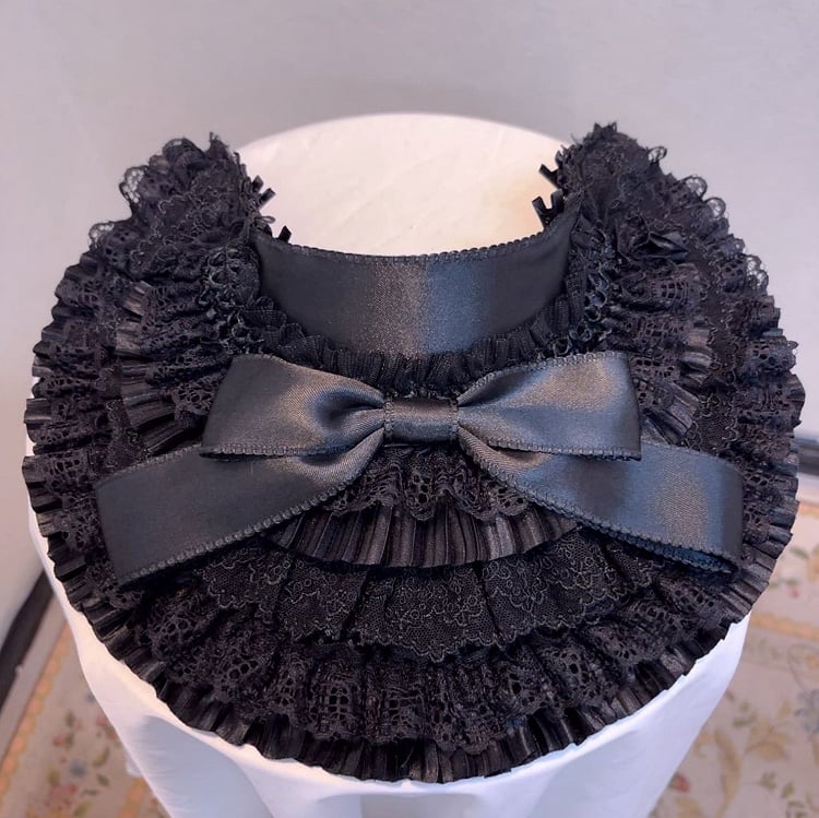 Black with Bead Bonnet Lace Lolita Accents Gothic
