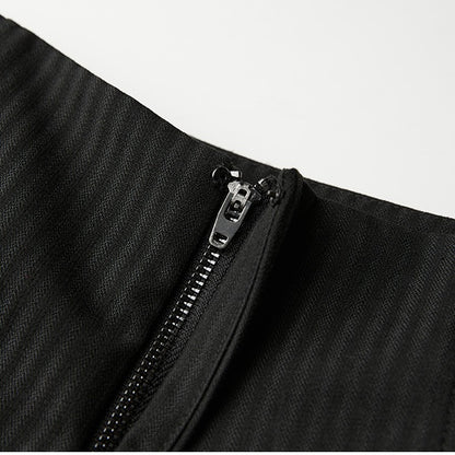 with Tie Curved Deco Pants Wide-Leg Goth Urban Black