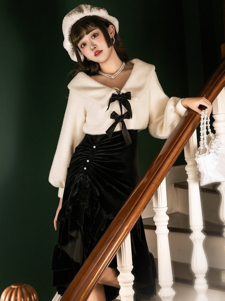 Dress Elegant Coat + Set Classic Black Mermaid Lolita