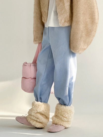 Leg Warmers Puffy Fur Faux Beige/Brown 30cm