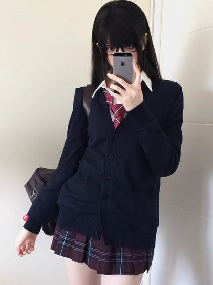 7 Optionen Farbe Strickjacke Gestrickter V-Ausschnitt