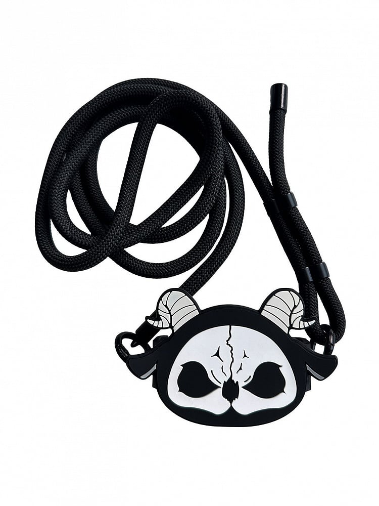 Schwarz-weiße Rückseite mit Reaper Grim Clip und Telefon Gothic Mobile Crossbody Strap