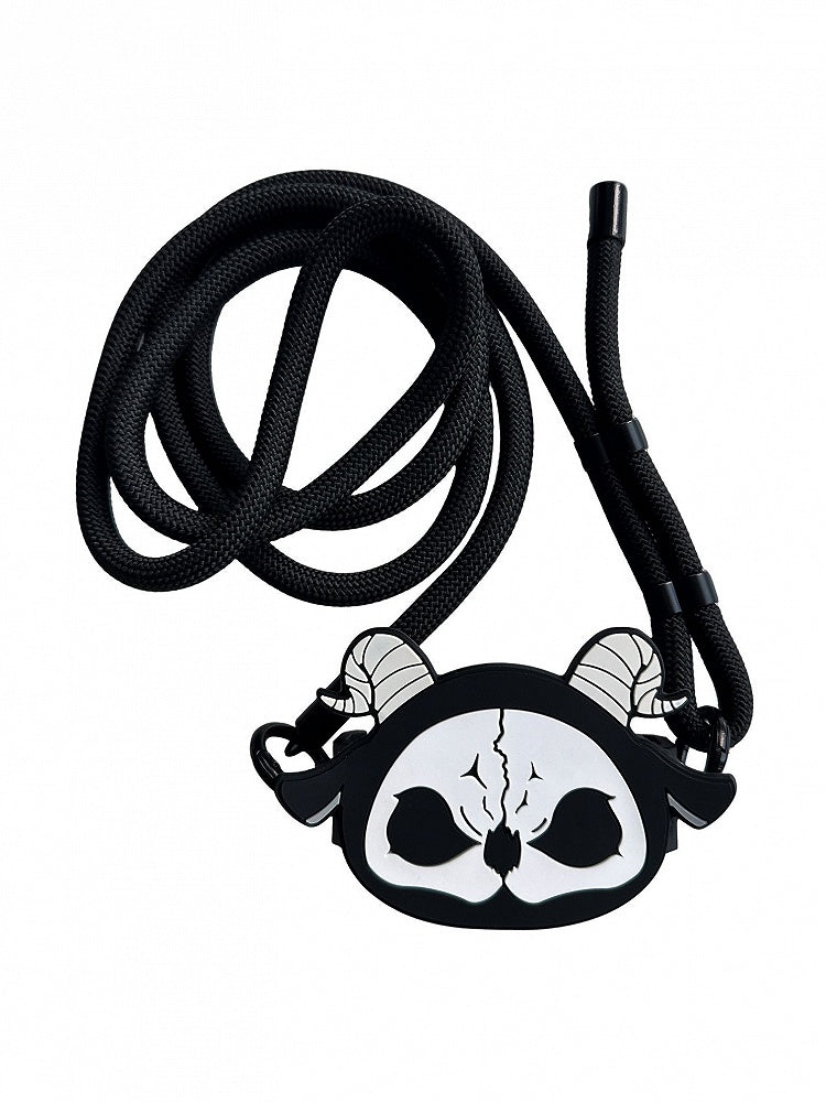 White Gothic Black Phone Strap With Crossbody Clip and Back Mobile Grim Reaper