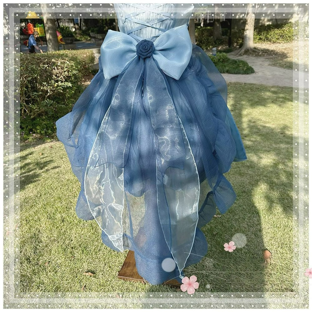 Lolita Bow Train Skirt Tail – Rose Gradient Detachable Back Veil