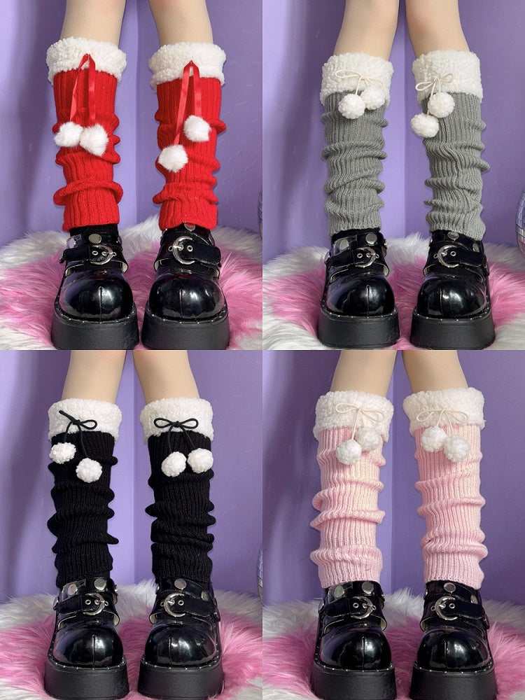 Jambières à pompons ambiance Noël