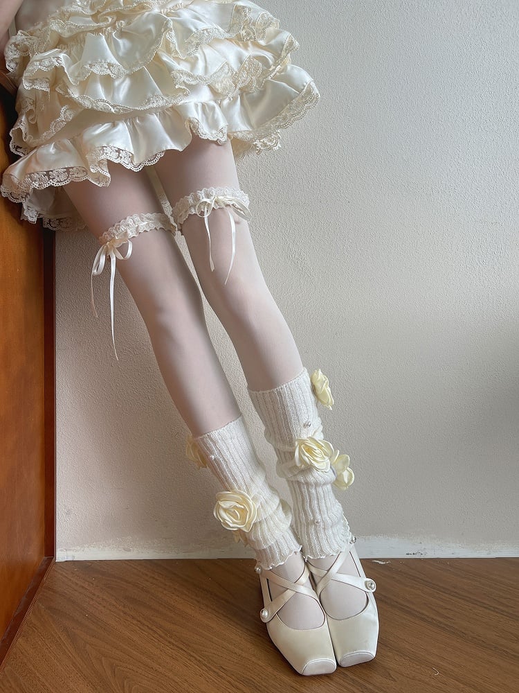 Leg Decorations and with Bead Warmers Camellia White