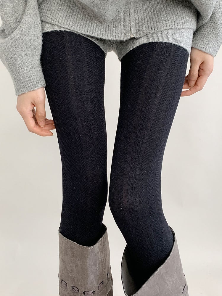 Tights (2 Colors) Warm Knit Herringbone
