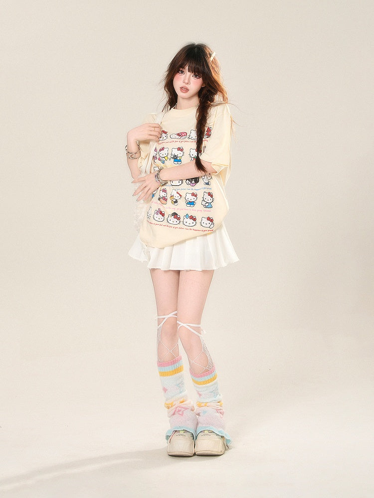 Rock mit Akzenten Charm JK Uniform Weiß Hohe freie Taille Bowknot