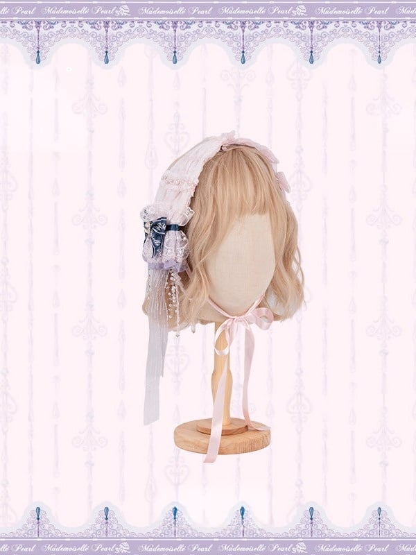 Floral Embroidered Parasol Hairpiece with Lace Trim - Mademoiselle Pearl