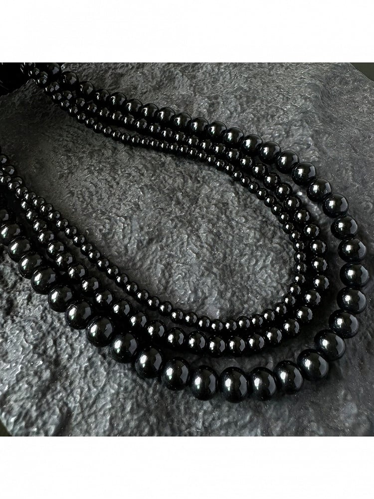 Black Minimalist Beaded Necklace - YSHXS
