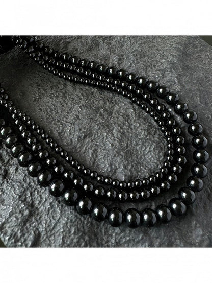 Black Minimalist Beaded Necklace - YSHXS