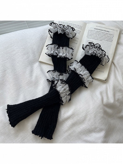 5 with Trim Colors Leg Style Kawaii Knit Warmers Lace