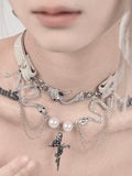Pearls Punk Choker White Snakes
