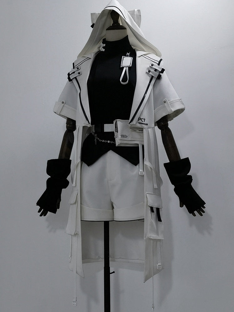 mit Techwear Cyberpunk-Hüftgürtel, weiße Taschenschnalle