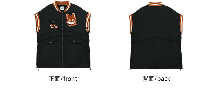 Zootopia Nick Applique Black Down Jacket Detachable Sleeves