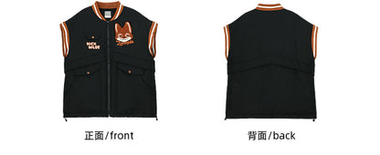 Zootopia Nick Applique Black Down Jacket Detachable Sleeves