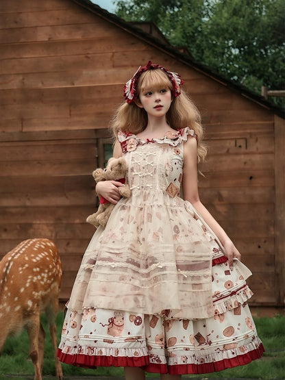 Schürze Süße Bowknots Beige Lolita mit