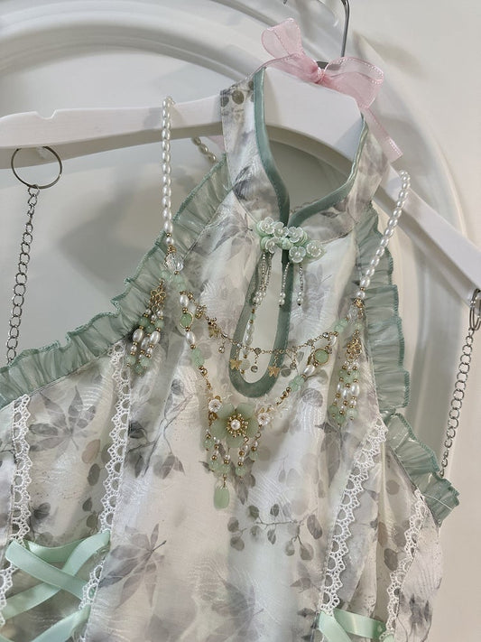 Beaded Green/Pink Necklace