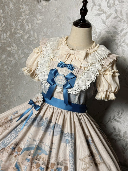 Lolita Jumper Blue and Kitty Teddy Print Sweet Skirt