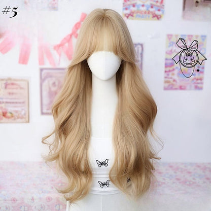 Under Bust Length Synthetic Wig with Bangs