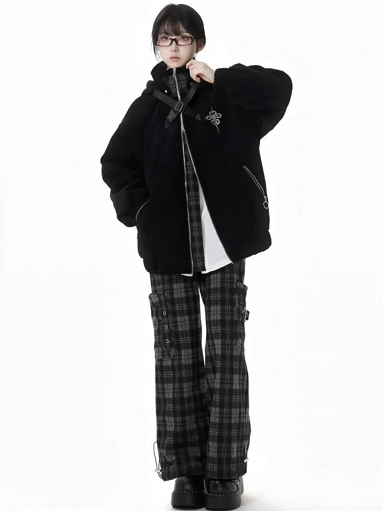 Schwarze Cargo-Taschen-Karohose